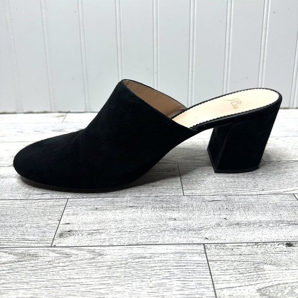 J. Crew Mules Size 9 Black Suede Shoes Heels Slide Slip On Leather Lining - Picture 9 of 9